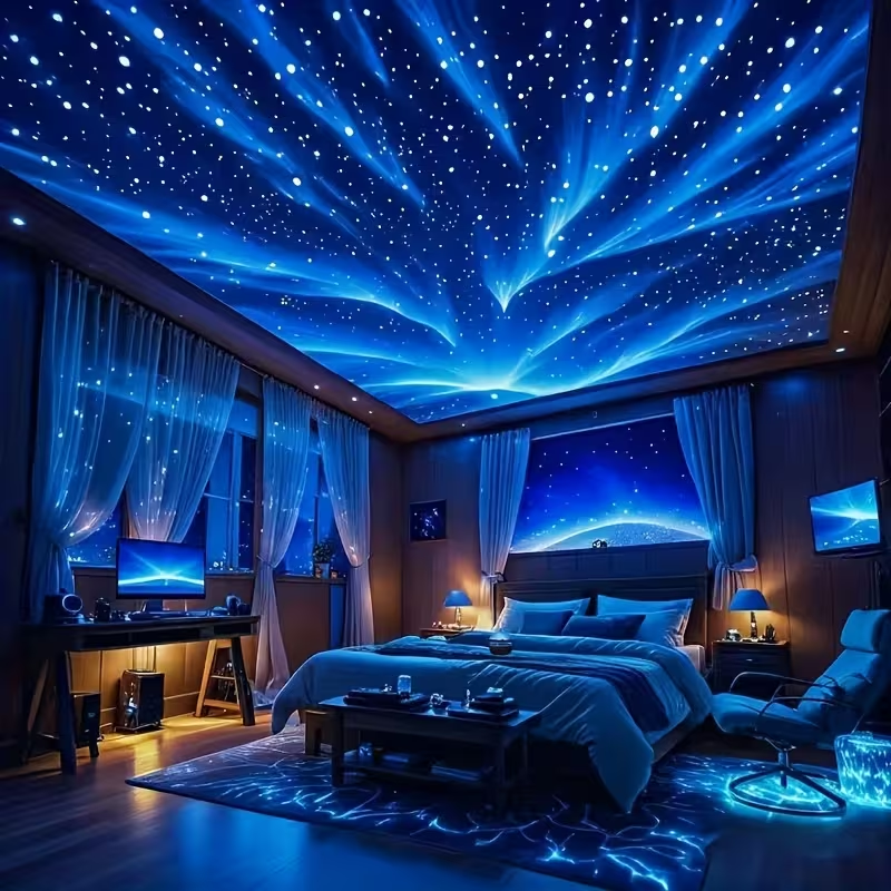 1pc Aurora Projection Light, Ambient Light, RGB Lighting Effect, Black Shell, Compatible with Laptops And Devices, Ideal for Bedroom, Camping, Wedding Decor, Holidays, Parties Powered