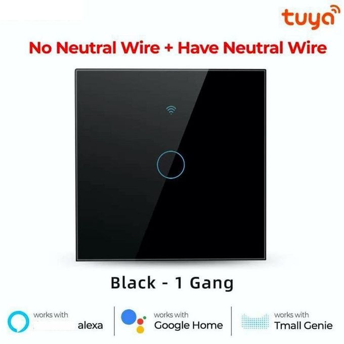 1 Gang Smart Switch - Wifi Light Switch,Touch Control, Timer Function, Compatible With Google Assistant/Tuya