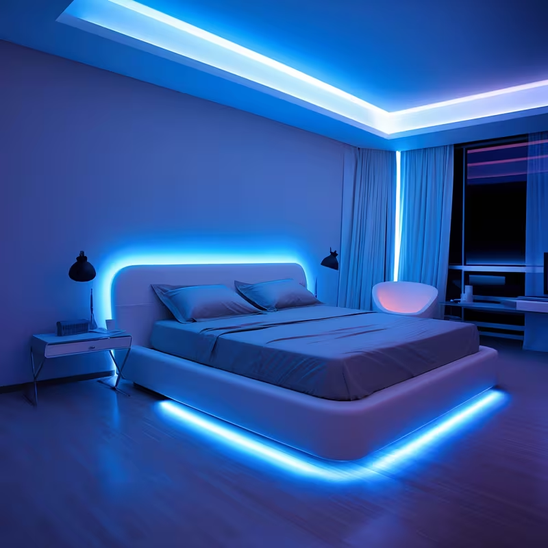 Smart Bedroom LED Lights, RGB Music Sync Bar Lights with 44-Key Remote Control + App Control, Multiple Modes, Dimming, Flashing, Suitable for Bedroom, Living Room, Halloween, Christmas Gifts, Holiday 