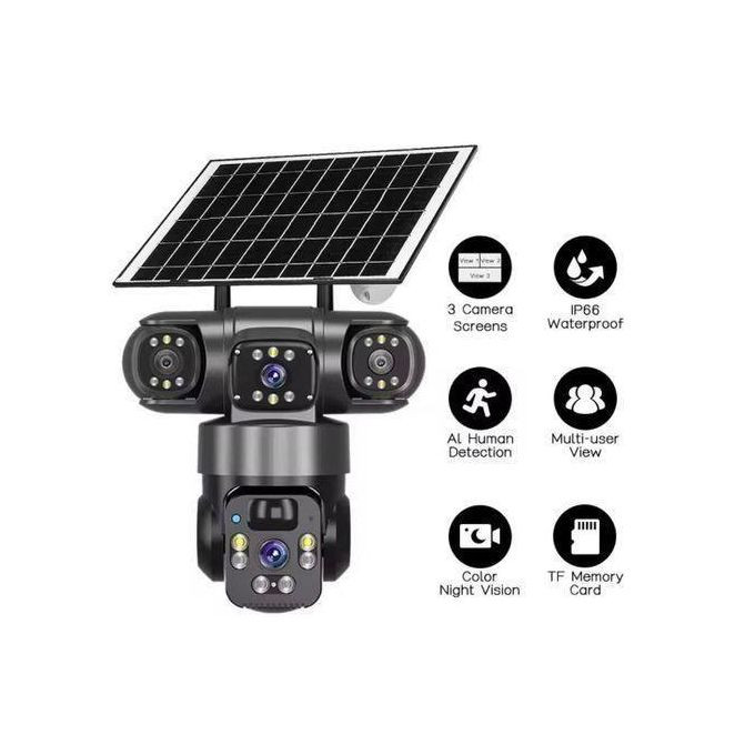 V380 TRIPLE LENS PTZ SOLAR CAMERA