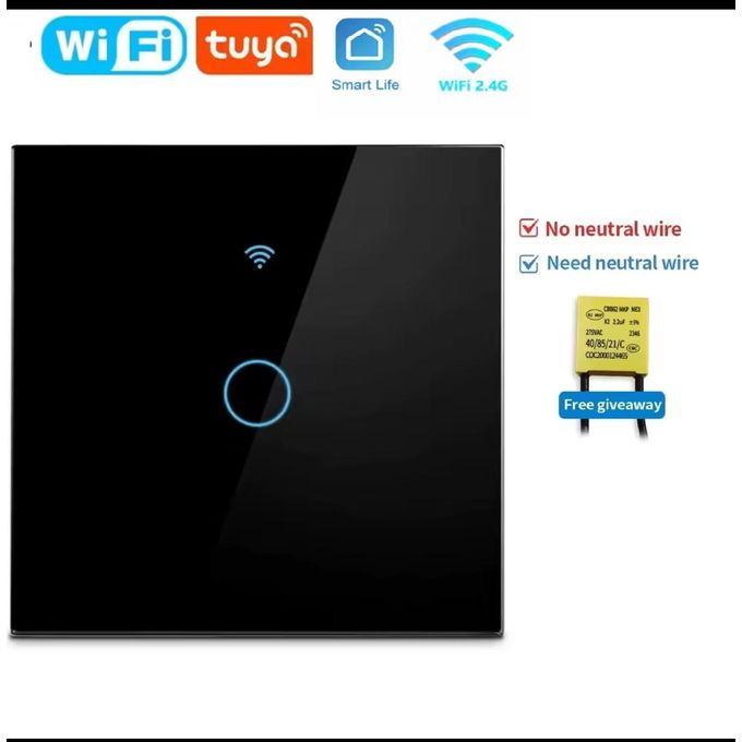Tuya Wifi Smart Light Switch EU 1 Gang Touch Light Switch No Neutral Wire Wall Light Switches for Alexà Google Voice Control